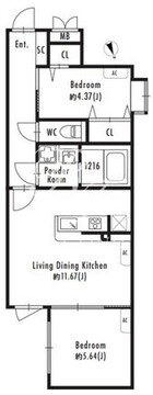 グランパセオ等々力 201 間取り図