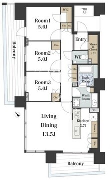 晴海フラッグ SUN-B-1219 間取り図