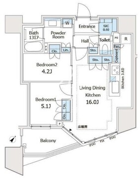 パークホームズ文京本駒込 304 間取り図