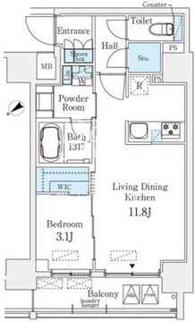 ベルファース八丁堀ウエスト 1203 間取り図