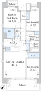 パークアクシス千川 501 間取り図