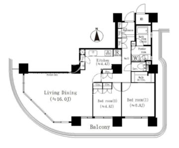リバーポイントタワー 2401 間取り図