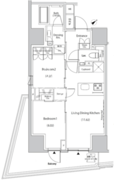 ザ・パークハビオ市ヶ谷イースト 1204 間取り図