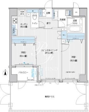 アンソレイエ飯田橋 102 間取り図
