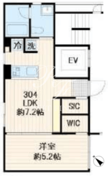 ルミークアン桜新町ノース 304 間取り図