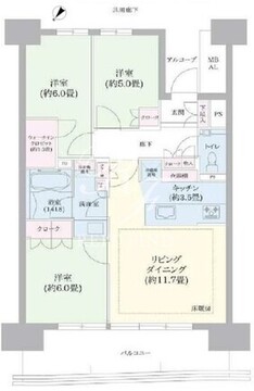 晴海フラッグ SUN-B-13階72.88㎡ 間取り図