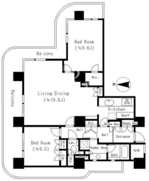 リバーポイントタワー 601 間取り図