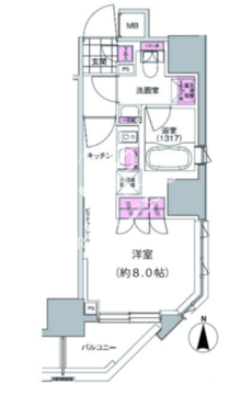 プレジリア東日本橋 204 間取り図