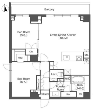 コントラル中目黒 307 間取り図