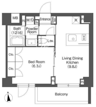 コントラル中目黒 416 間取り図