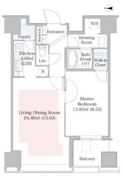 セントラルパークタワー・ラ・トゥール新宿 1806 間取り図
