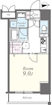 コンパル汐留 1002 間取り図