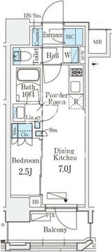 リビオメゾン御茶ノ水イースト 1302 間取り図