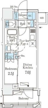 リビオメゾン御茶ノ水イースト 1202 間取り図