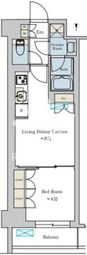 ブリリアイスト池尻大橋 301 間取り図