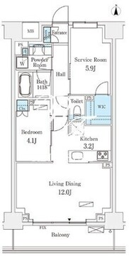 フロンティアレジデンス錦糸公園 436 間取り図
