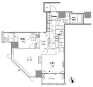 レジディアタワー目黒不動前 2810 間取り図