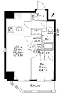 グランパセオ蔵前 1203 間取り図