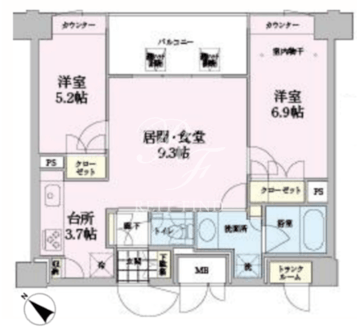 東神田テラスレジデンス 1206 間取り図