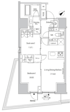 ザ・パークハビオ市ヶ谷イースト 1304 間取り図