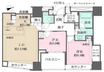 ザ・パークハウスグラン三番町26 1303 間取り図
