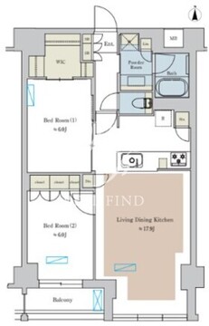 ブリリアイスト池尻大橋 510 間取り図
