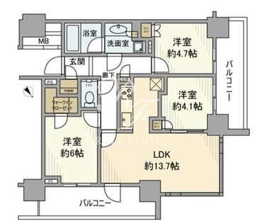 アトラスタワー五反田 8階65.86㎡ 間取り図