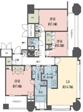 ルネ新宿御苑タワー 2503 間取り図