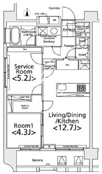  プライマル新宿若松町 1303 間取り図
