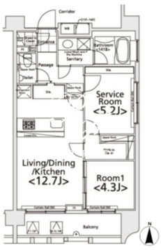  プライマル新宿若松町 1405 間取り図
