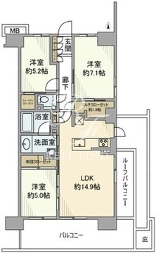 メイツ深川住吉 13階73.16㎡ 間取り図