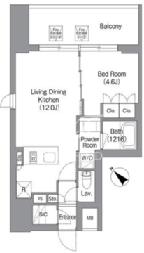 バウスフラッツ蔵前 801 間取り図