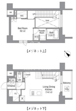 バウスフラッツ蔵前 1302 間取り図