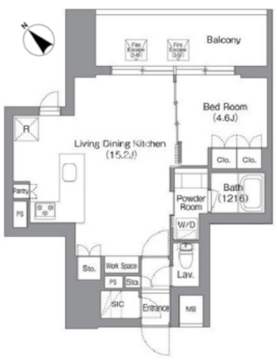 バウスフラッツ蔵前 301 間取り図