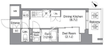 バウスフラッツ蔵前 403 間取り図