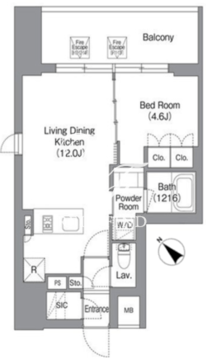 バウスフラッツ蔵前 1201 間取り図