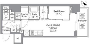 バウスフラッツ蔵前 804 間取り図