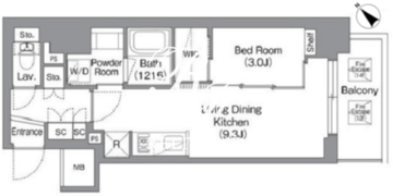 バウスフラッツ蔵前 1403 間取り図