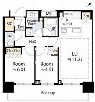 ブリリアタワー浜離宮 2202 間取り図