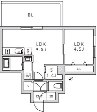 クレアーレ上目黒諏訪山 401 間取り図