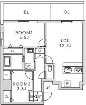 クレアーレ上目黒諏訪山 403 間取り図