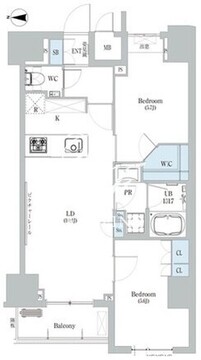 ディームス蔵前 1202 間取り図