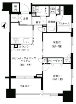 パークキューブ市ヶ谷 402 間取り図
