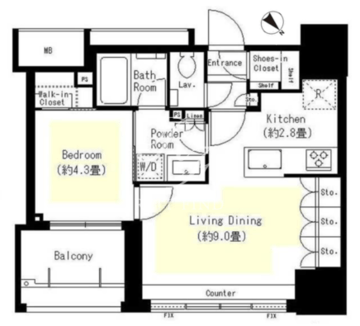 フレンシア築地 603 間取り図