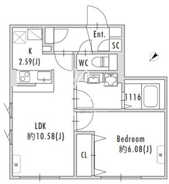 グランパセオ下北沢 207 間取り図