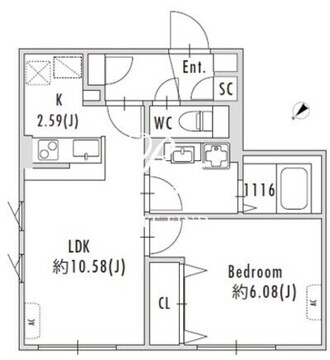 グランパセオ下北沢 407 間取り図