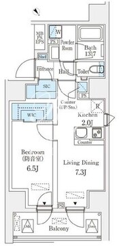 フィシオ飯田橋 802 間取り図
