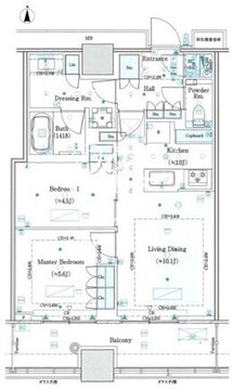 WORLD TOWER RESIDENCE 18階57.13㎡ 間取り図
