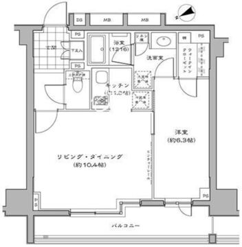 パークハビオ八丁堀 603 間取り図