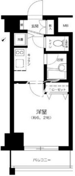 コンシェリア・デュー勝どき 5階21.17㎡ 間取り図